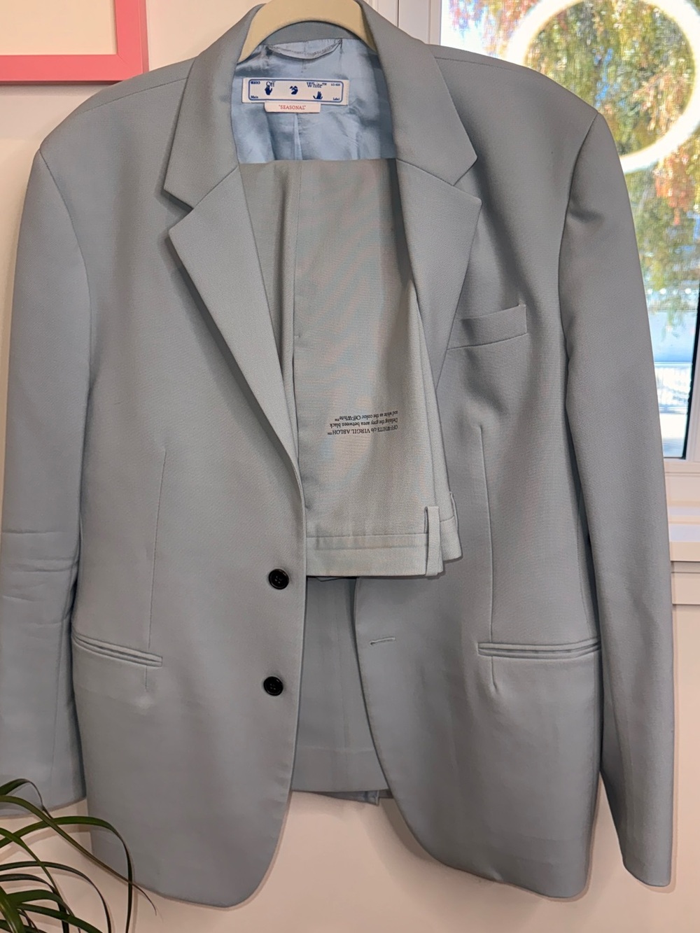 Off-White Pale Blue Single-Breasted Men's Blazer